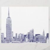 NYC Skyline Etched 01 Blue (Voorkant)