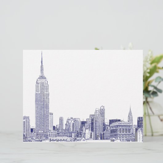 NYC Skyline Etched 01 Blue (Staand voorkant)