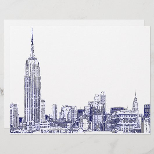 NYC Skyline Etched 01 Blue (Voorkant / Achterkant)