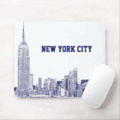 NYC Skyline Etched 01 Blue Muismat (Met muis)