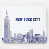 NYC Skyline Etched 01 Blue Muismat (Voorkant)