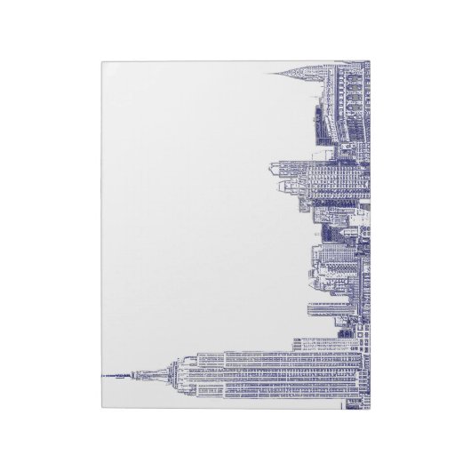 NYC Skyline Etched 01 Blue Notitieblok (Linkerzijde)