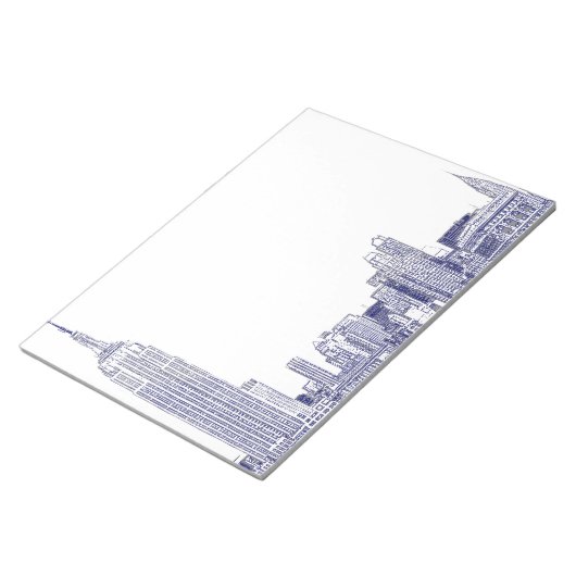 NYC Skyline Etched 01 Blue Notitieblok (Schuin)