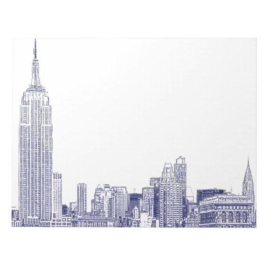 NYC Skyline Etched 01 Blue Notitieblok (Voorkant)