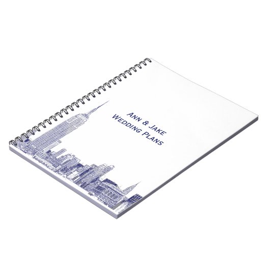 NYC Skyline Etched 01 Blue Notitieboek (Linkerzijde)