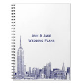 NYC Skyline Etched 01 Blue Notitieboek (Voorkant)