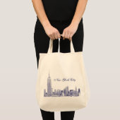 NYC Skyline Etched 01 Blue Tote Bag (Voorkant (product))