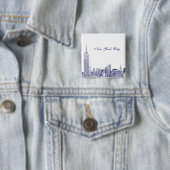 NYC Skyline Etched 01 Blue Vierkante Button 5,1 Cm (In situ)
