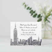 NYC Skyline Etched 01 Verlovingsfeest Uitnodiging Briefkaart (Staand voorkant)