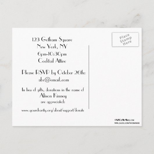 NYC Skyline Etched 01 Verlovingsfeest Uitnodiging Briefkaart (Achterkant)