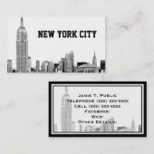 NYC Skyline Etched 01 Visitekaartje (Voorkant / Achterkant)