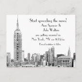 NYC Skyline Etched 01B sparen de Datum Aankondigingskaart (Voorkant)