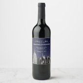 NYC Skyline Etched #2 Starry Blue Gradient BG Wijn Etiket (Voorkant)