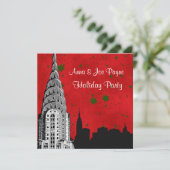 NYC Skyline Etched Chrysler 1 kerstvakantie Kaart (Staand voorkant)