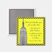 NYC Skyline Etched ESB Checkerd Taxi De datum opsl Magneet (Voorkant / Achterkant)