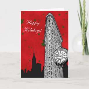 NYC Skyline Etched Flatiron 2 Kerstfeestdag Feestdagen Kaart