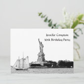 NYC Skyline Etched St of Liberty Birthday Party Kaart (Staand voorkant)