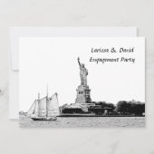 NYC Skyline Etched St of Liberty Engagement Party Kaart (Voorkant)