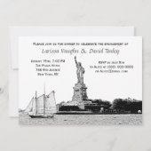 NYC Skyline Etched St of Liberty Engagement Party Kaart (Achterkant)