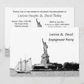 NYC Skyline Etched St of Liberty Engagement Party Kaart (Voorkant / Achterkant)