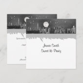 NYC Skyline Etched View Search Search Black 2 Swee Kaart (Voorkant / Achterkant)