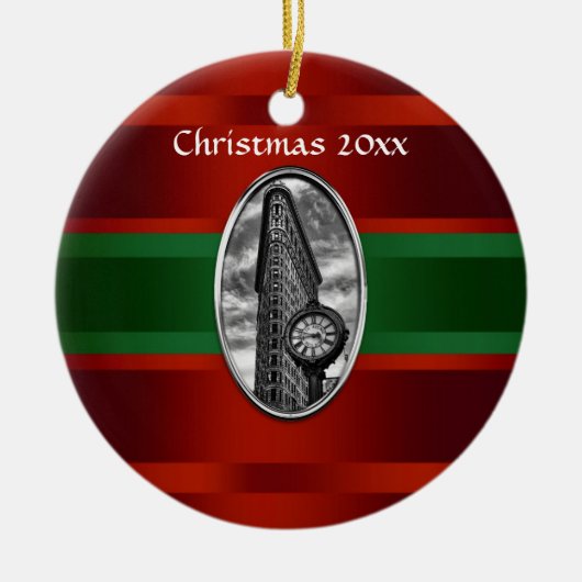 NYC Skyline: Flatiron Building Xmas #3 Keramisch Ornament (Voorkant)