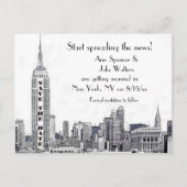 NYC Skyline geëtched 01 sparen de Datum Aankondigingskaart (Voorkant)