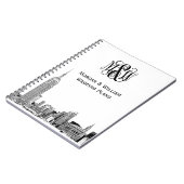 NYC Skyline geëtst 01 Vine Script Monogram Notitieboek (Linkerzijde)