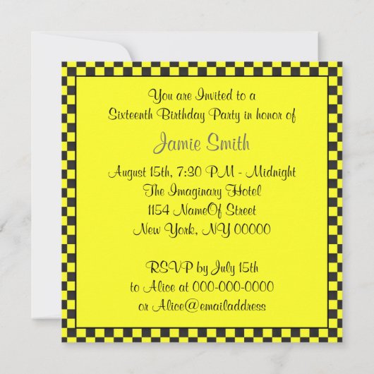 NYC skyline geëtst ESB geruite taxi 2 zoet 16 Kaart (Achterkant)