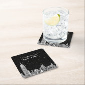 NYC Skyline geëtst sterrenstelsel DIY BG Kleur SQ  Kartonnen Onderzetters (Insitu)