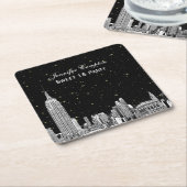NYC Skyline geëtst sterrenstelsel DIY BG Kleur SQ  Kartonnen Onderzetters (Schuin)