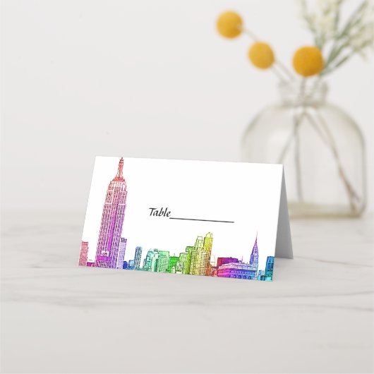 NYC skyline geëtste look regenboog escort Kaarten Plaatskaartje (Achterkant)