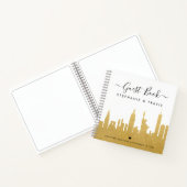 NYC Skyline Gold Destination Wedding Guestbook Notitieboek (Binnen)
