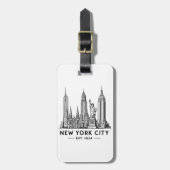 NYC Skyline Illustration with Statue of Liberty Bagagelabel (Voorkant verticaal)