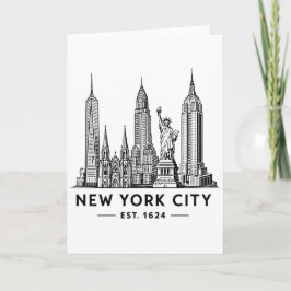 NYC Skyline Illustration with Statue of Liberty Kaart