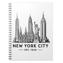 NYC Skyline Illustration with Statue of Liberty Notitieboek