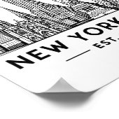NYC Skyline Illustration with Statue of Liberty Poster (Hoek)