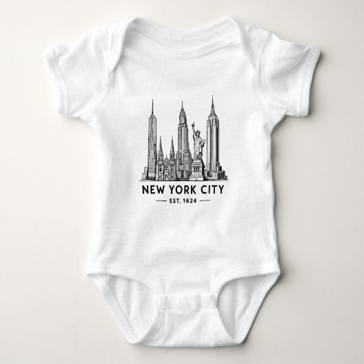 NYC Skyline Illustration with Statue of Liberty Romper (Voorkant)