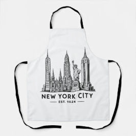 NYC Skyline Illustration with Statue of Liberty Schort