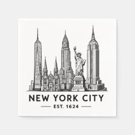 NYC Skyline Illustration with Statue of Liberty Servet