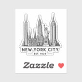NYC Skyline Illustration with Statue of Liberty Sticker (Vel)