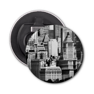 NYC Skyline IX Button Flesopener