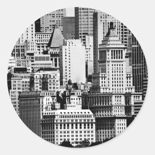 NYC Skyline IX Ronde Sticker (Voorkant)