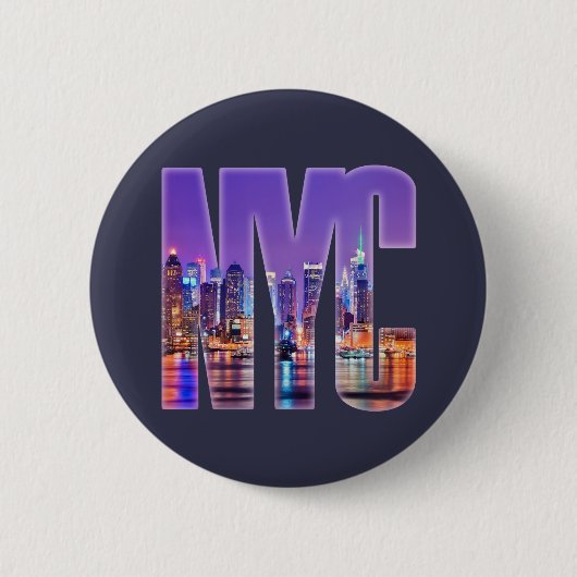 NYC Skyline (licht) Ronde Button 5,7 Cm (Voorkant)