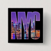 NYC Skyline (licht) Vierkante Button 5,1 Cm (Voorkant)