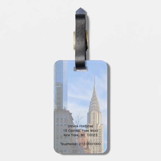 NYC Skyline: Midtown Uitzicht van het Chrysler-geb Bagagelabel (Achterkant verticaal)