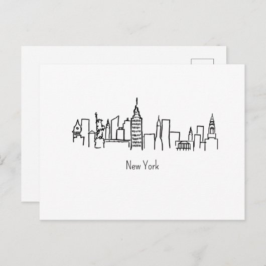 NYC Skyline New York Illustration Briefkaart (Voorkant / Achterkant)