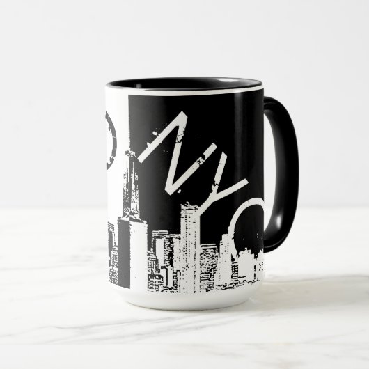 NYC skyline oude  foto zwart-wit Mok (Voorkant rechts)