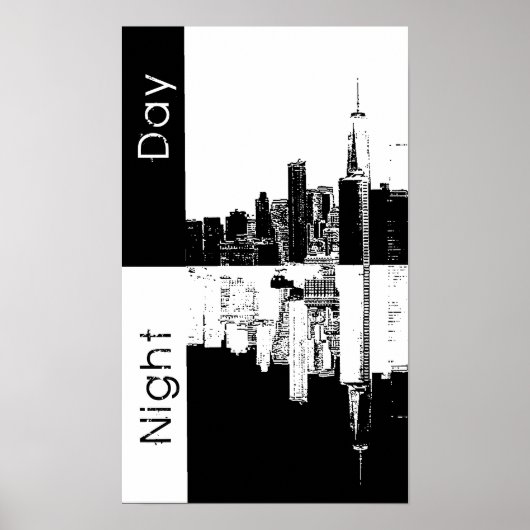 NYC skyline oude  foto zwart-wit Poster (Voorkant)