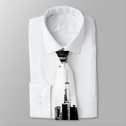 NYC skyline oude  foto zwart-wit Stropdas (Gebonden)